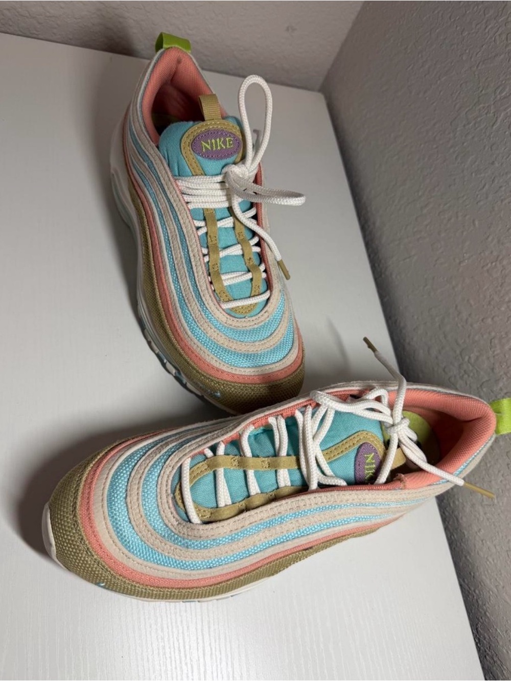 Nike pastel wave sneakers in aqua, pink, cream and olive